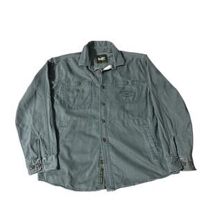 Howler Bros Trevail Workshirt Men Large Green Solid Canvas Hiking Gorpcore